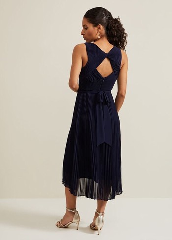 Phase Eight Petite Cressida Pleat Dress Navy Canada | RMBNLJ-134